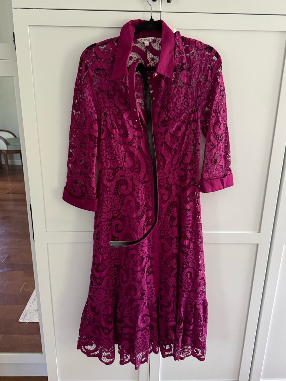 Bright burgundy Lace Shirt Dress Nanette Lepore